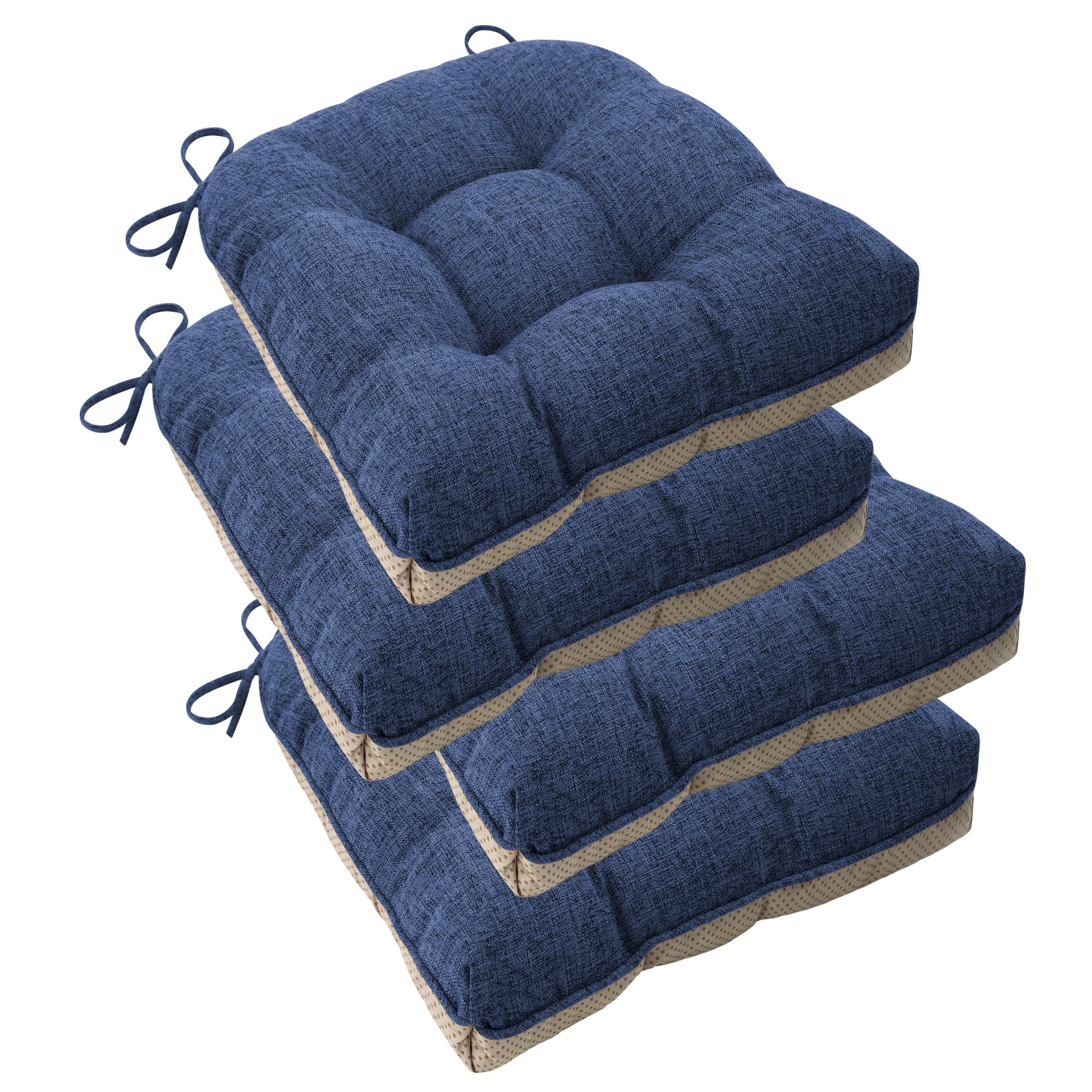 ELFJOY Chair Cushions for Dining Chairs Set of 4 Office Chair Cushion 18x18x3 Inches Kitchen Chair Pads Soft and Comfortable Seat Cushion with Ties and Non Slip Backing Royal Blue
